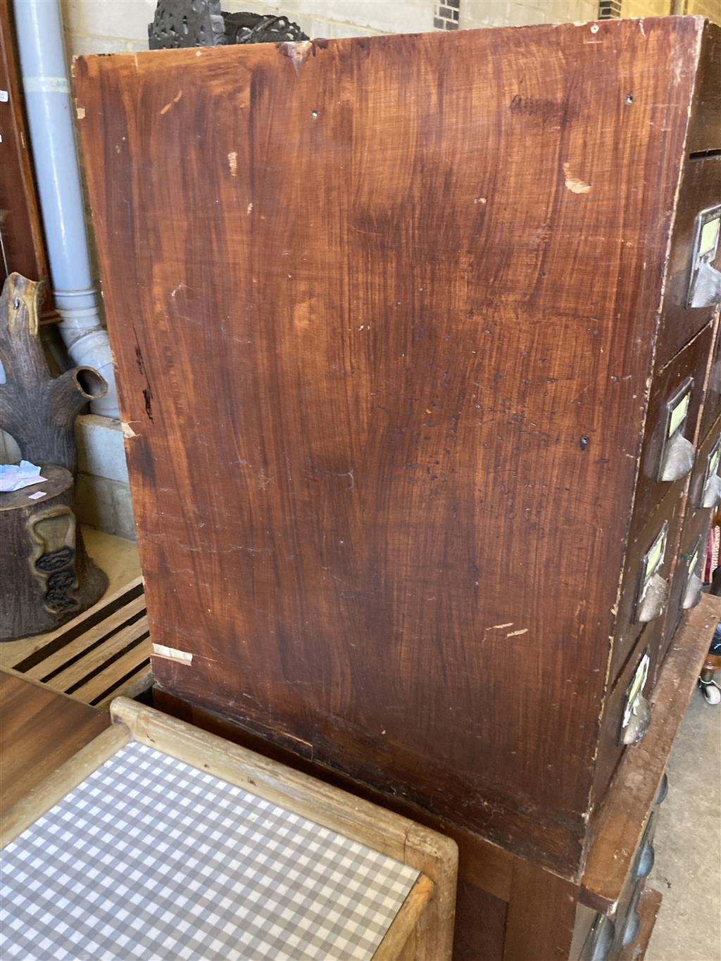 A pair of oak filing chests, width 61cm, depth 57cm, height 74cm